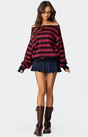 Edikted Sterling Striped Off Shoulder Sweater