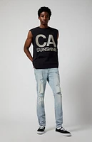 Pacsun Stretch Light Indigo Stacked Skinny Ripped Jeans