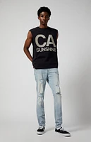 PacSun Stretch Light Indigo Stacked Skinny Ripped Jeans