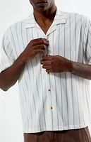 Pacsun White Oversized Striped Camp Shirt
