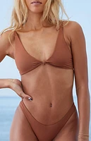 TOAST Eco Brown Signature Knotted Triangle Bikini Top