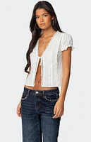 Edikted Cotton Lacey Tie Front Top