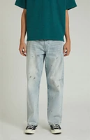 PacSun Light Indigo Dirt Splatter Baggy Jeans