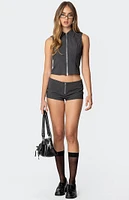 Edikted Allie Zip Up Micro Shorts