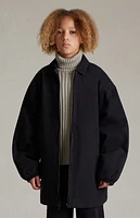 Kids Fear of God Essentials Overdye Black Denim Filled Shirt Jacket