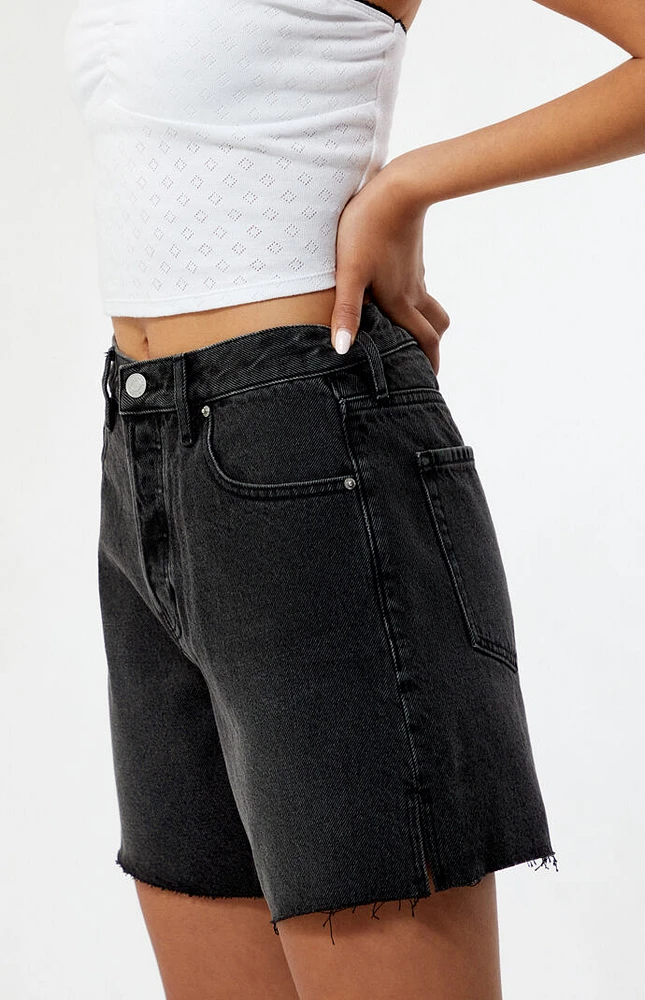 PacSun Eco Black High Waisted Raw Hem Relaxed Jorts