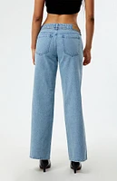 PacSun Eco Light Indigo Chain Belt Low Rise Wide Leg Jeans