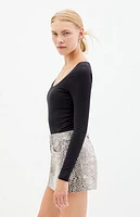 Pacsun Snake Mid Rise Denim Mini Skirt
