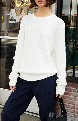 John Galt White Cable Knit Sweater