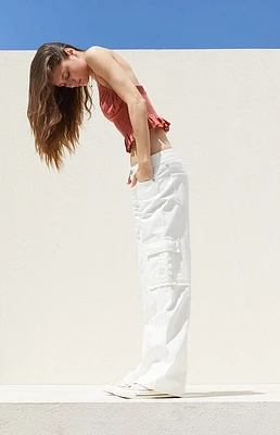 PacSun White Low Rise Baggy Cargo Jeans