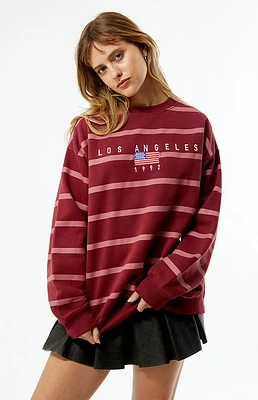 Daisy Street Los Angeles 1992 Striped Crew Neck Sweatshirt