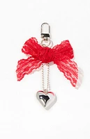 LA Hearts Lace Bow Heart Bag Charm Keychain