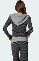 Edikted Meggy Striped Zip Up Hoodie