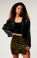 Daisy Street Crushed Velvet Mini Skirt