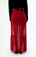 Daisy Street Red Lace Maxi Skirt