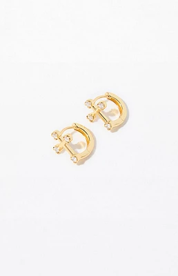 PacSun Gold Cross Huggie Hoop Earrings