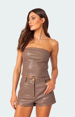 Martine Faux Leather Tube Top