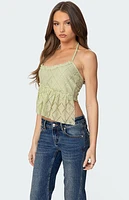 Edikted Asymmetric Lace Halter Top