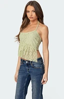 Edikted Asymmetric Lace Halter Top