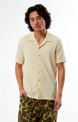 Pacsun Tan Pointelle Camp Shirt