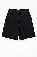 Vans Black Check-5 Baggy Denim Shorts