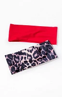 LA Hearts 2 Pack Leopard & Red Soft Headband