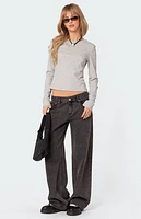 Edikted Marny Long Sleeve Waffle T-Shirt