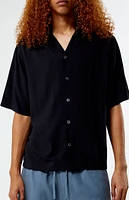 PacSun Recycled Solid Black Oversized Camp Shirt