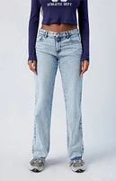 PacSun Jordyn Light Indigo Acid Low Rise Straight Leg Jeans