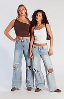Pacsun Casey Ripped Knees Low Rise Baggy Jeans Medium Indigo