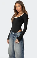 Edikted Contrast Scoop Neck Bodysuit