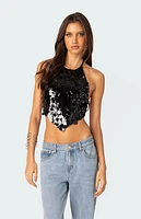 Edikted Caelia Sequin Open Back Top