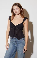 LA Hearts Flutter Sleeve Babydoll Top