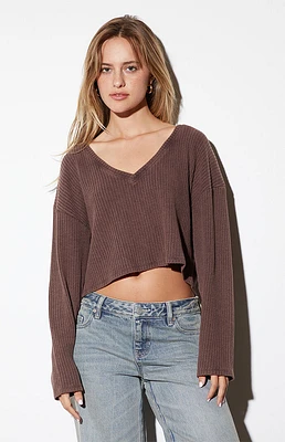 Est. PAC 1980 Flowy Waffle Knit Long Sleeve Top