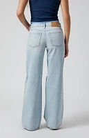 PacSun Casey Ripped Fray Low Rise Baggy Jeans Light Indigo