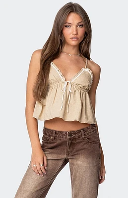 Edikted Claire Linen Look Babydoll Top