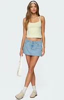 Edikted Eyelet Bows Denim Mini Skirt