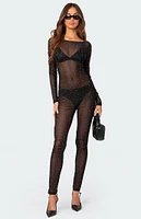 Edikted Kristine Sheer Mesh Rhinestone Jumpsuit