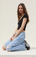 PacSun Medium Indigo Low Rise Girlfriend Jeans