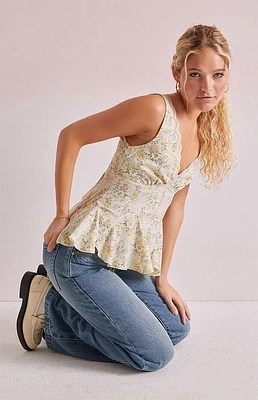 Beverly and Beck Ollie Lace Trim Floral Tank Top