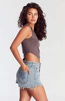 PacSun Light Indigo Star High Waisted Denim Festival Shorts