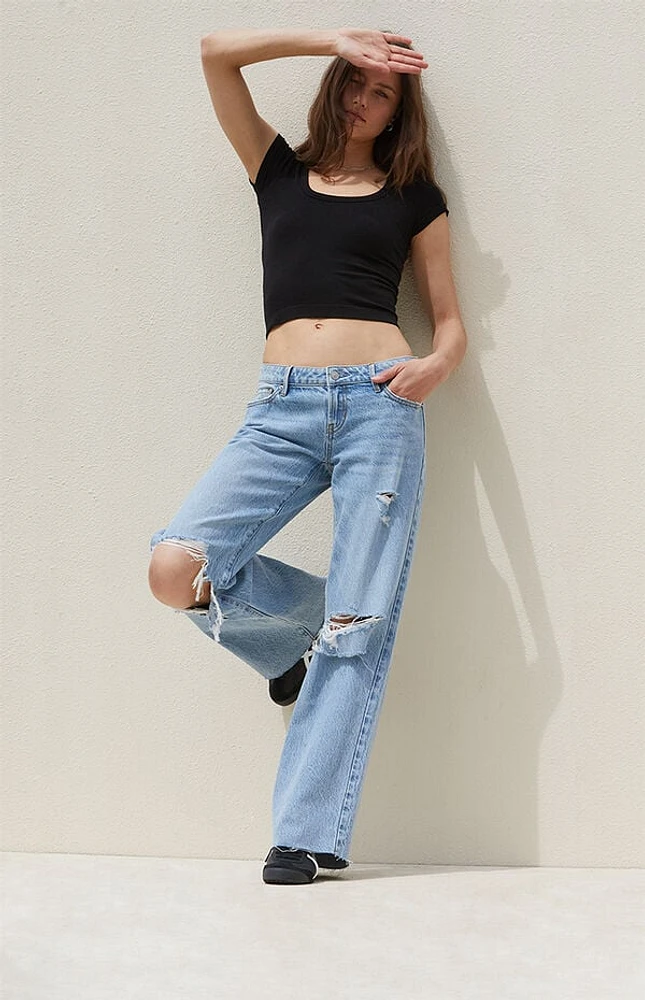 Pacsun Medium Indigo Low Rise Girlfriend Jeans