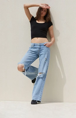 Pacsun Medium Indigo Low Rise Girlfriend Jeans