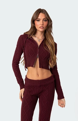 Ray Cable Knit Hooded Cardigan