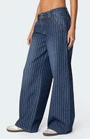 Edikted Cory Striped Low Rise Jeans