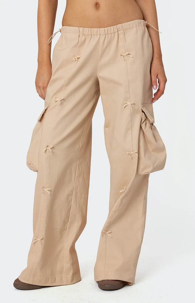 Edikted Bow Trim Cargo Parachute Pants