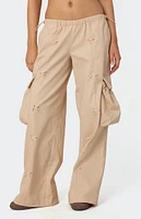 Edikted Bow Trim Cargo Parachute Pants