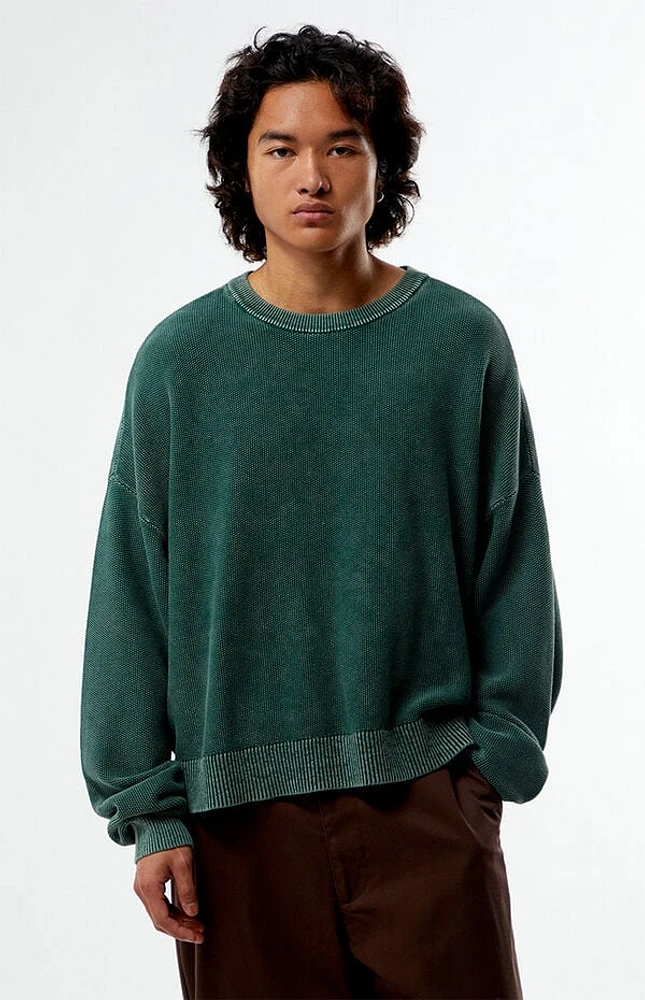 Pacsun Green Textured Crew Neck Sweater