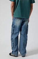 Pacsun Dark Indigo Baggy Barrel Cargo Jeans