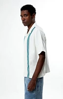 Pacsun White Embroidered Oversized Resort Camp Shirt